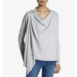 TED BAKER Jenee Gray Cashmere Wool Blend Cardigan Wrap Sweater - Sz 2 US 4 6